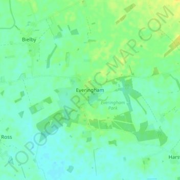 Everingham topographic map, elevation, terrain