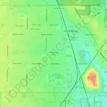 Northbrook Park topographic map, elevation, terrain