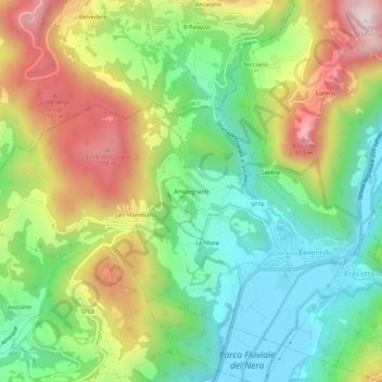 Ampognano topographic map, elevation, terrain