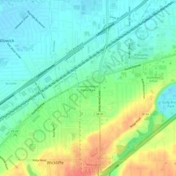 Concord Mobile Home Park topographic map, elevation, terrain