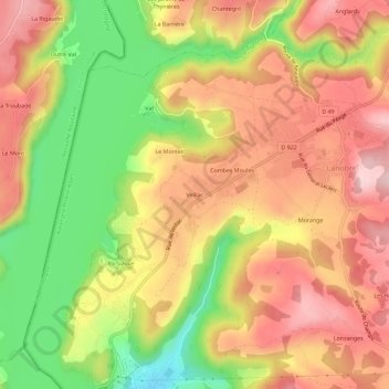 Veillac topographic map, elevation, terrain