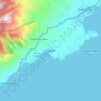 Tugaya topographic map, elevation, terrain