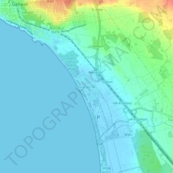 Baia Verde topographic map, elevation, terrain