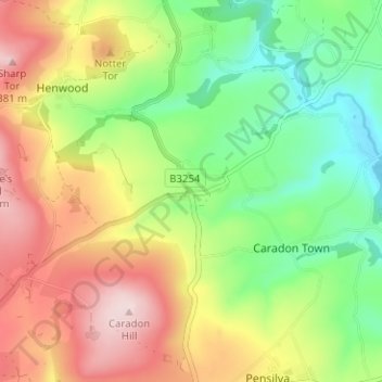 Upton Cross topographic map, elevation, terrain