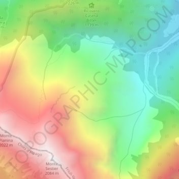 Prealpi Venete topographic map, elevation, terrain