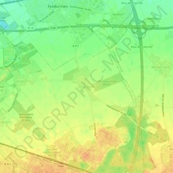 Ottendichl topographic map, elevation, terrain
