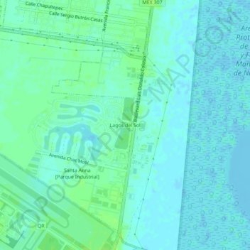 Lagos del Sol topographic map, elevation, terrain