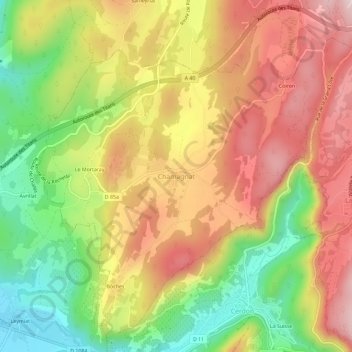 Chamagnat topographic map, elevation, terrain