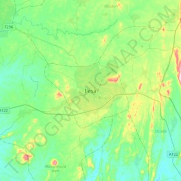 Ilesa topographic map, elevation, terrain