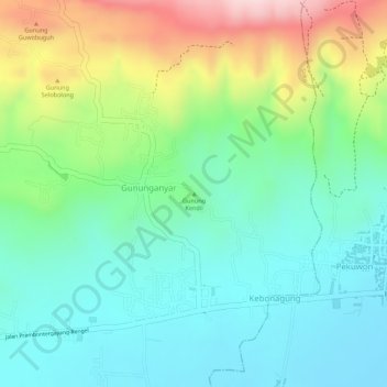 Gunung Kendil topographic map, elevation, terrain