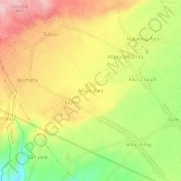 Altura Bata topographic map, elevation, terrain