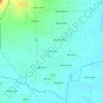 Sangkat Ponsang topographic map, elevation, terrain