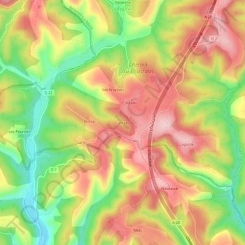 Contans topographic map, elevation, terrain