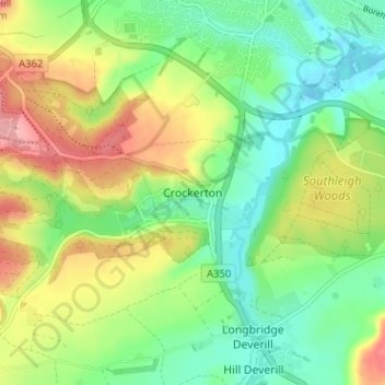 Crockerton topographic map, elevation, terrain