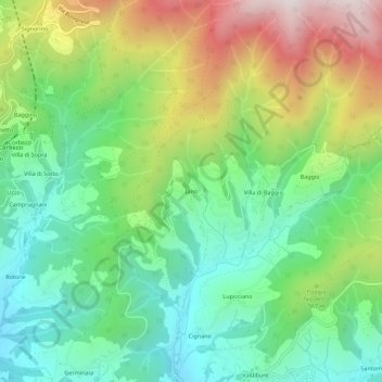 Iano topographic map, elevation, terrain