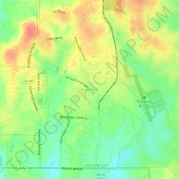 Fort Polk topographic map, elevation, terrain