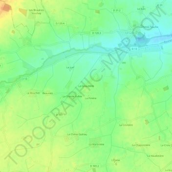 La Giraudière topographic map, elevation, terrain