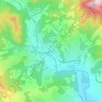 Bigues topographic map, elevation, terrain