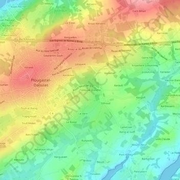 Fontaine Blanche topographic map, elevation, terrain