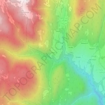 Urban topographic map, elevation, terrain