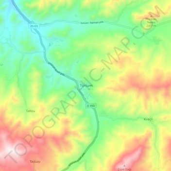 Tortum topographic map, elevation, terrain