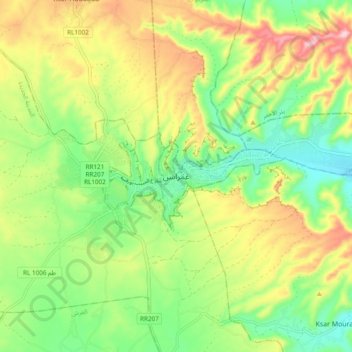 Ghomrassen topographic map, elevation, terrain