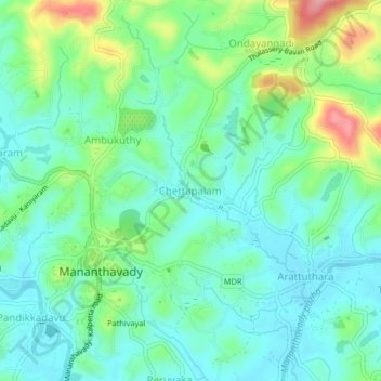 Chettapalam topographic map, elevation, terrain
