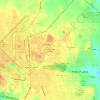 Green Manor Village topographic map, elevation, terrain
