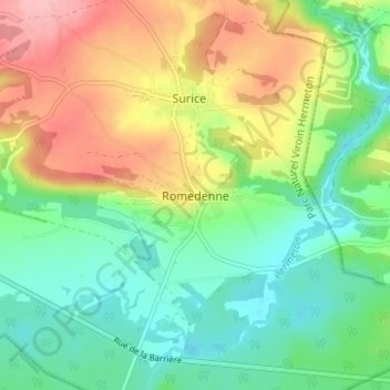 Romedenne topographic map, elevation, terrain