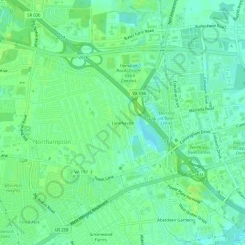 Lynnhaven topographic map, elevation, terrain