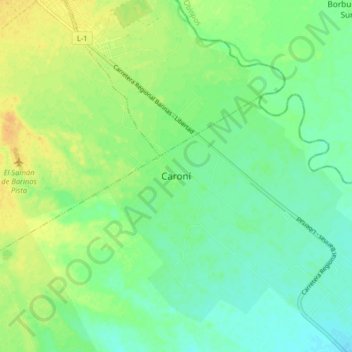 Caroní topographic map, elevation, terrain