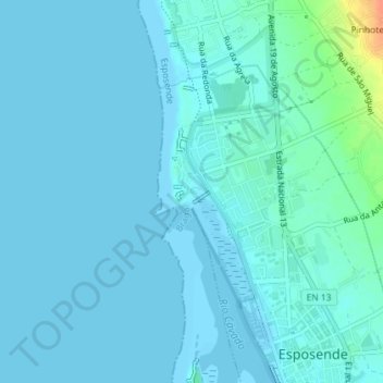 Farol de Esposende topographic map, elevation, terrain