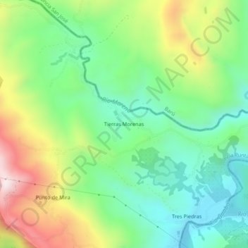 Tierras Morenas topographic map, elevation, terrain