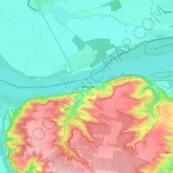 Nikopol topographic map, elevation, terrain