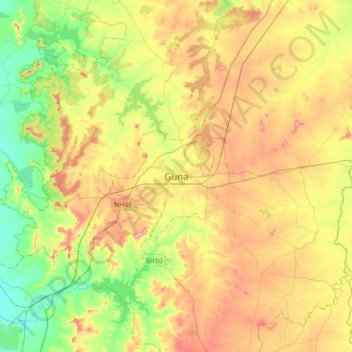 Guna topographic map, elevation, terrain