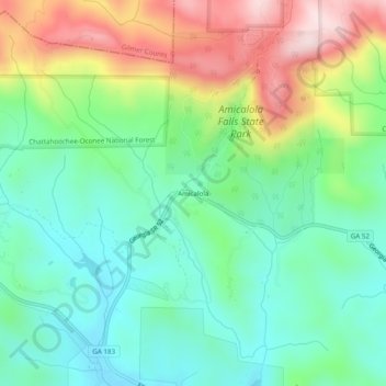 Amicalola topographic map, elevation, terrain