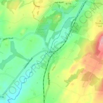 Lugton topographic map, elevation, terrain