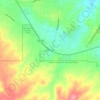 Overgaard topographic map, elevation, terrain