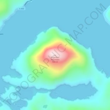 Sugarloaf Mountain topographic map, elevation, terrain