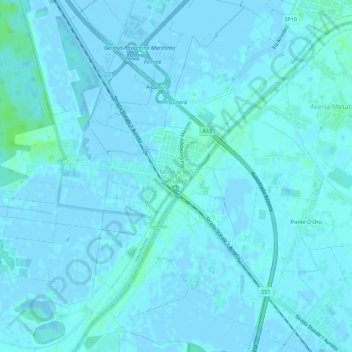Migliarino Pisano topographic map, elevation, terrain