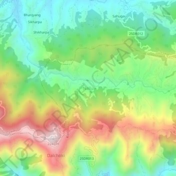 Nallu topographic map, elevation, terrain