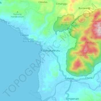 Palabuhanratu topographic map, elevation, terrain