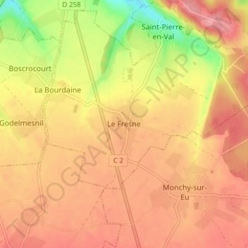 Le Fresne topographic map, elevation, terrain