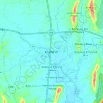 Changlun topographic map, elevation, terrain
