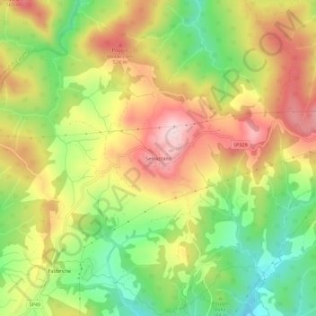 Serrazzano topographic map, elevation, terrain
