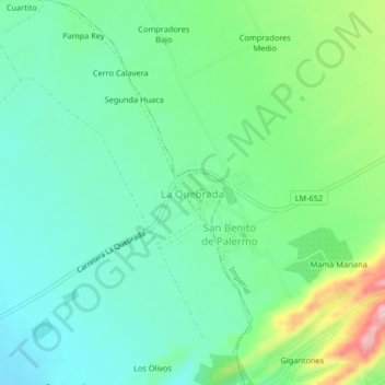 La Quebrada topographic map, elevation, terrain