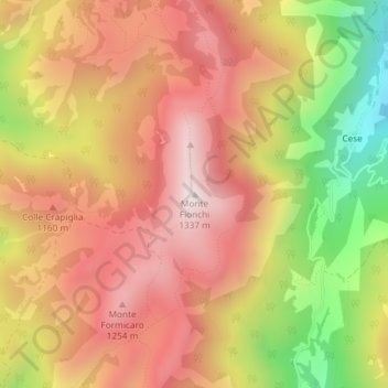 Monte Fionchi topographic map, elevation, terrain