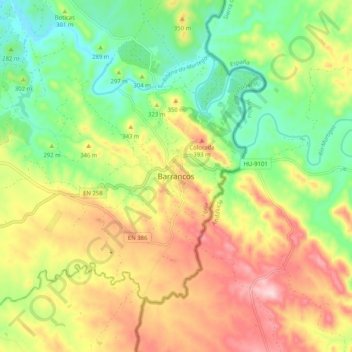 Barrancos topographic map, elevation, terrain