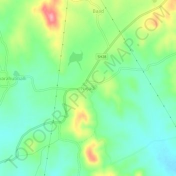 Nigadi topographic map, elevation, terrain