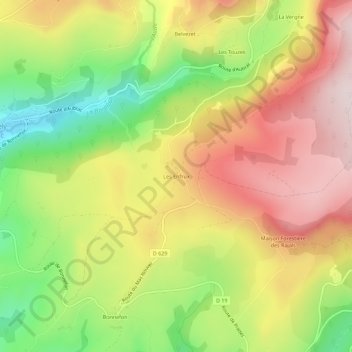 Les Enfrux topographic map, elevation, terrain